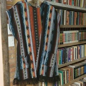 Multicolor Striped Women's Poncho